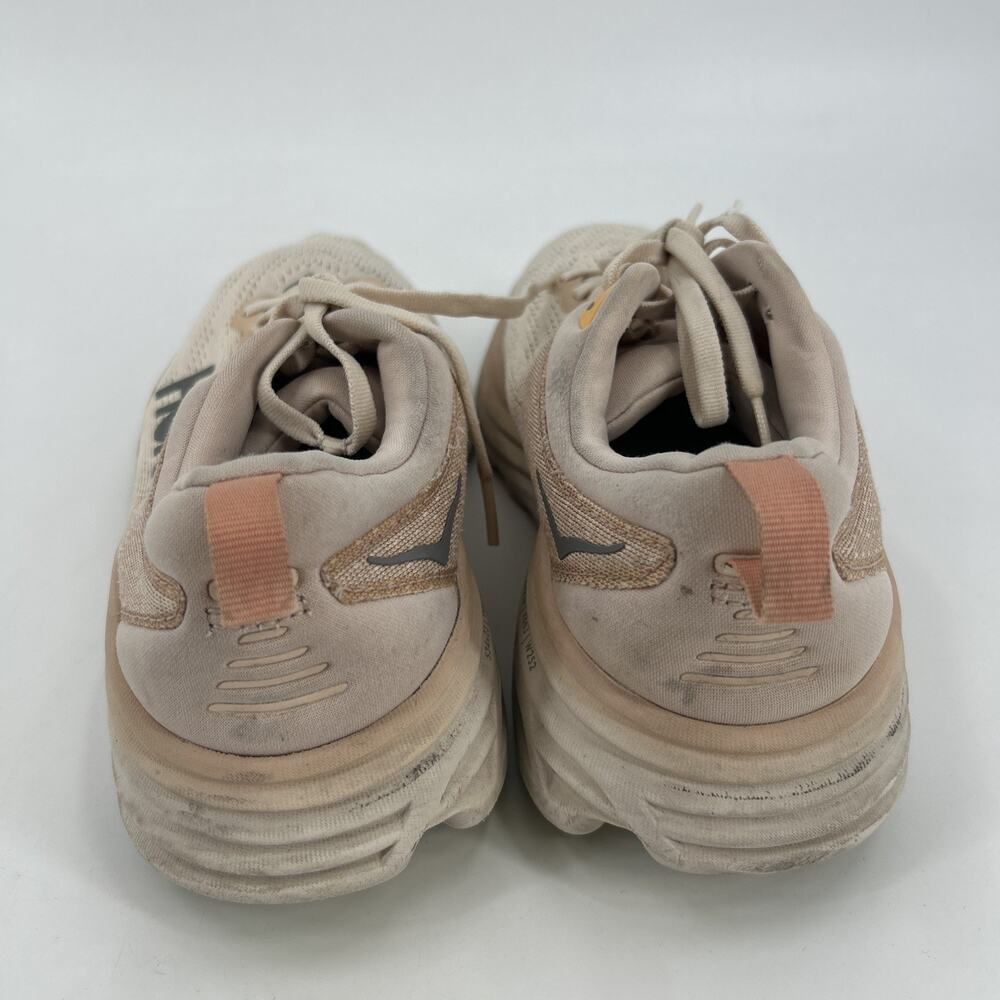 Hoka One One Bondi 8 Sneaker Womens Size 7.5B Cream Vanilla Used - Picture 3 of 9